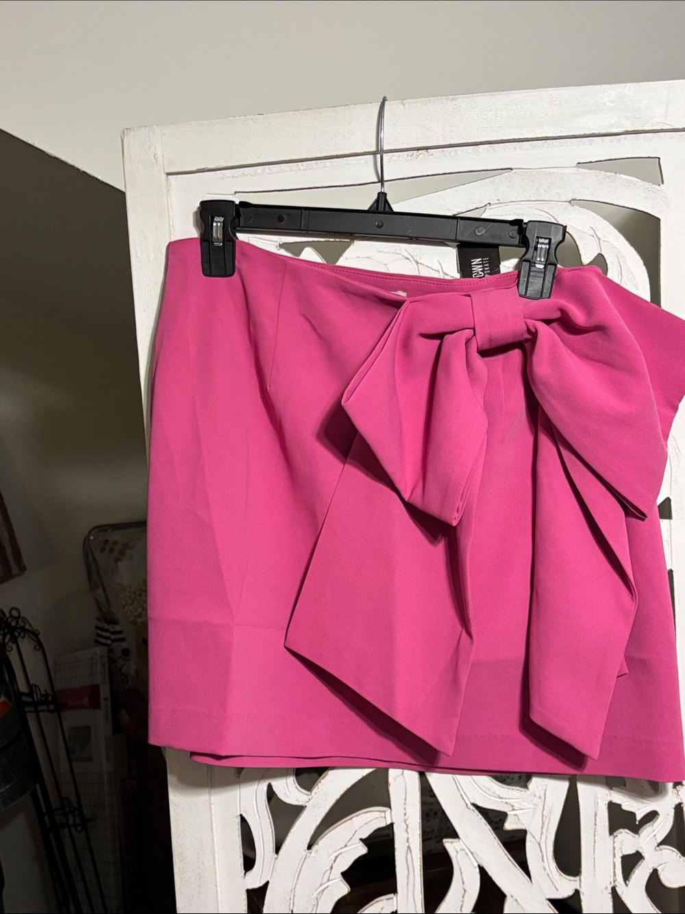 Women’s Hot Pink Bow Front Mini Skirt